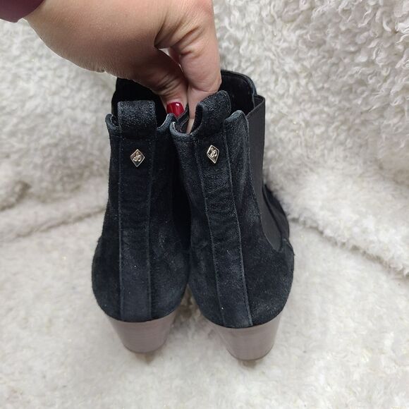 Sam Edelman Reesa Black Suede Pointed‎ Toe Stacked Heel Ankle Boots - Size 7 - Picture 5 of 7